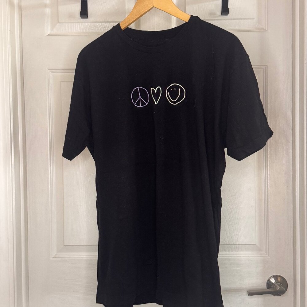 Black Cotton Peace T-Shirt in XL by Wear the Peace